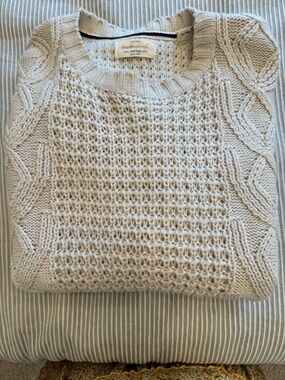 Light Cream Cable-Knit Sweater - Weatherproof